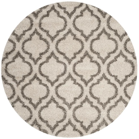 Flowers First 7 x 7 ft. Round Hudson Shag Power Loomed Round Rug, Ivory & Grey FL1889495